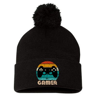 Retro Gamer Video Games Player Gaming Boys Teens Men Pom Pom 12in Knit Beanie