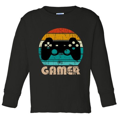 Retro Gamer Video Games Player Gaming Boys Teens Men Toddler Long Sleeve Shirt