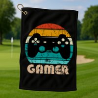Retro Gamer Video Games Player Gaming Boys Teens Men Golf Towel