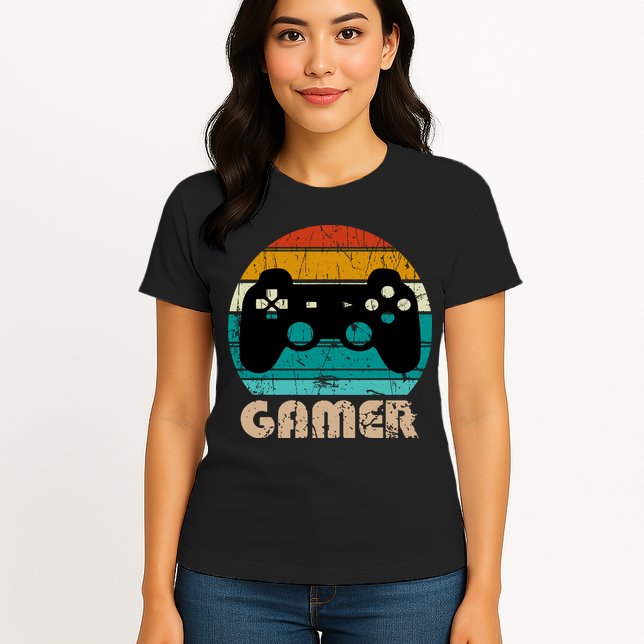 Retro Gamer Video Games Player Gaming Boys Teens Men Womens T-Shirt