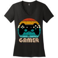 Retro Gamer Video Games Player Gaming Boys Teens Men Women's V-Neck T-Shirt
