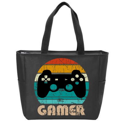 Retro Gamer Video Games Player Gaming Boys Teens Men Zip Tote Bag
