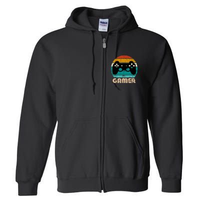 Retro Gamer Video Games Player Gaming Boys Teens Men Full Zip Hoodie