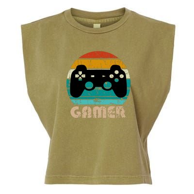 Retro Gamer Video Games Player Gaming Boys Teens Men Garment-Dyed Women's Muscle Tee