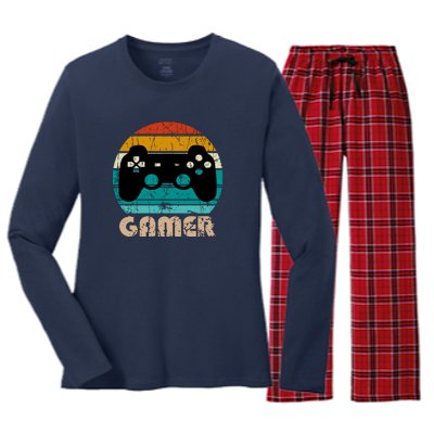 Retro Gamer Video Games Player Gaming Boys Teens Men Women's Long Sleeve Flannel Pajama Set 