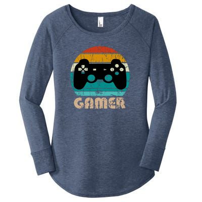 Retro Gamer Video Games Player Gaming Boys Teens Men Women's Perfect Tri Tunic Long Sleeve Shirt