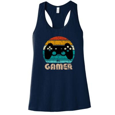 Retro Gamer Video Games Player Gaming Boys Teens Men Women's Racerback Tank