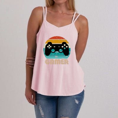 Retro Gamer Video Games Player Gaming Boys Teens Men Women's Strappy Tank