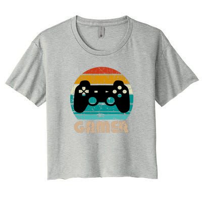 Retro Gamer Video Games Player Gaming Boys Teens Men Women's Crop Top Tee