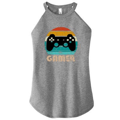 Retro Gamer Video Games Player Gaming Boys Teens Men Women's Perfect Tri Rocker Tank