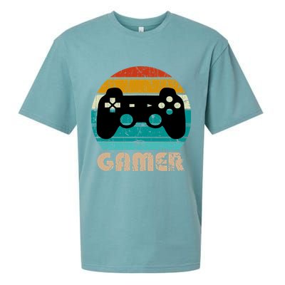 Retro Gamer Video Games Player Gaming Boys Teens Men Sueded Cloud Jersey T-Shirt