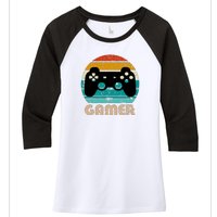 Retro Gamer Video Games Player Gaming Boys Teens Men Women's Tri-Blend 3/4-Sleeve Raglan Shirt