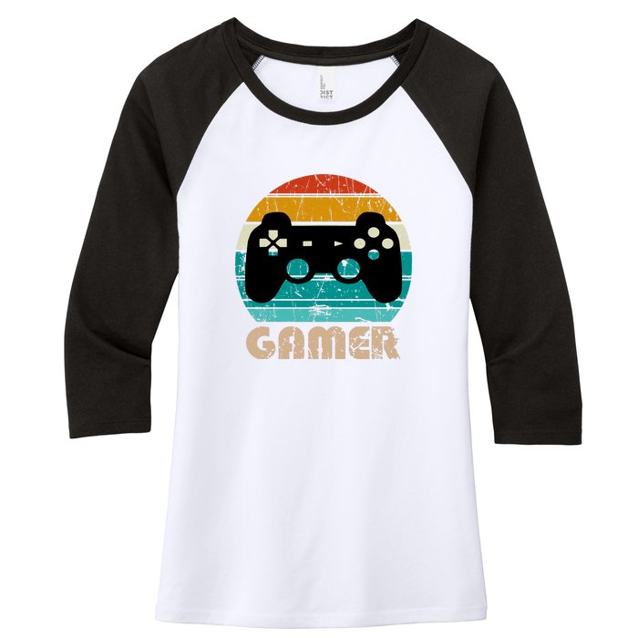 Retro Gamer Video Games Player Gaming Boys Teens Men Women's Tri-Blend 3/4-Sleeve Raglan Shirt