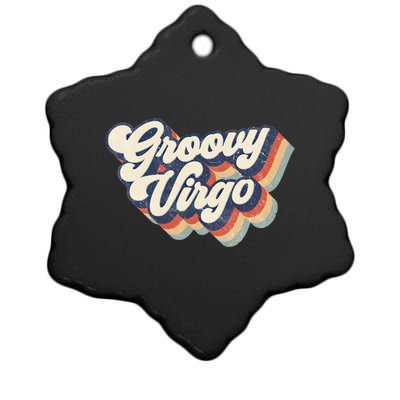 Retro Groovy Virgo Zodiac Cool Gift Ceramic Star Ornament