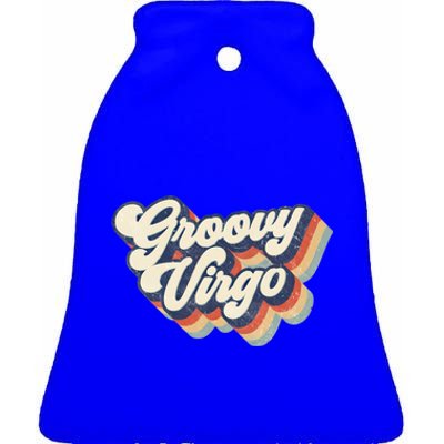 Retro Groovy Virgo Zodiac Cool Gift Ceramic Bell Ornament