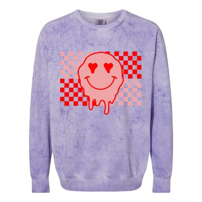 Retro Groovy Valentines Day Hippie Smile Colorblast Crewneck Sweatshirt