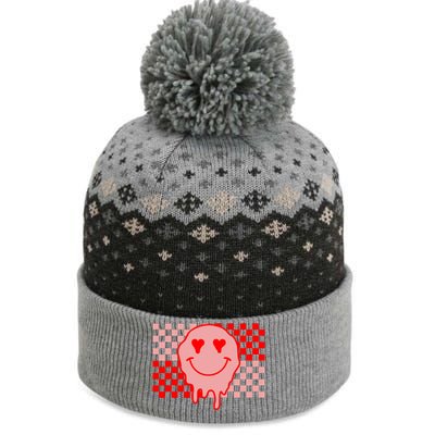 Retro Groovy Valentines Day Hippie Smile The Baniff Cuffed Pom Beanie