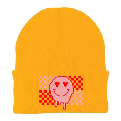 Retro Groovy Valentines Day Hippie Smile Knit Cap Winter Beanie