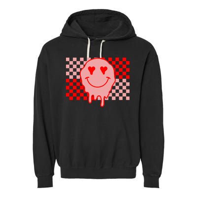 Retro Groovy Valentines Day Hippie Smile Garment-Dyed Fleece Hoodie