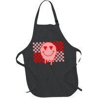 Retro Groovy Valentines Day Hippie Smile Full-Length Apron With Pockets