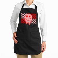 Retro Groovy Valentines Day Hippie Smile Full-Length Apron With Pockets