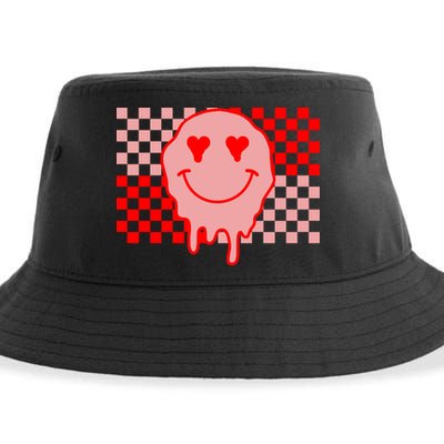 Retro Groovy Valentines Day Hippie Smile Sustainable Bucket Hat