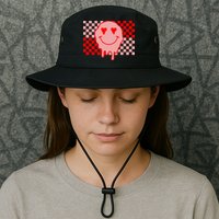 Retro Groovy Valentines Day Hippie Smile Bucket Hat