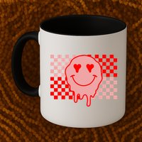 Retro Groovy Valentines Day Hippie Smile Mug