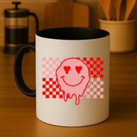 Retro Groovy Valentines Day Hippie Smile Mug