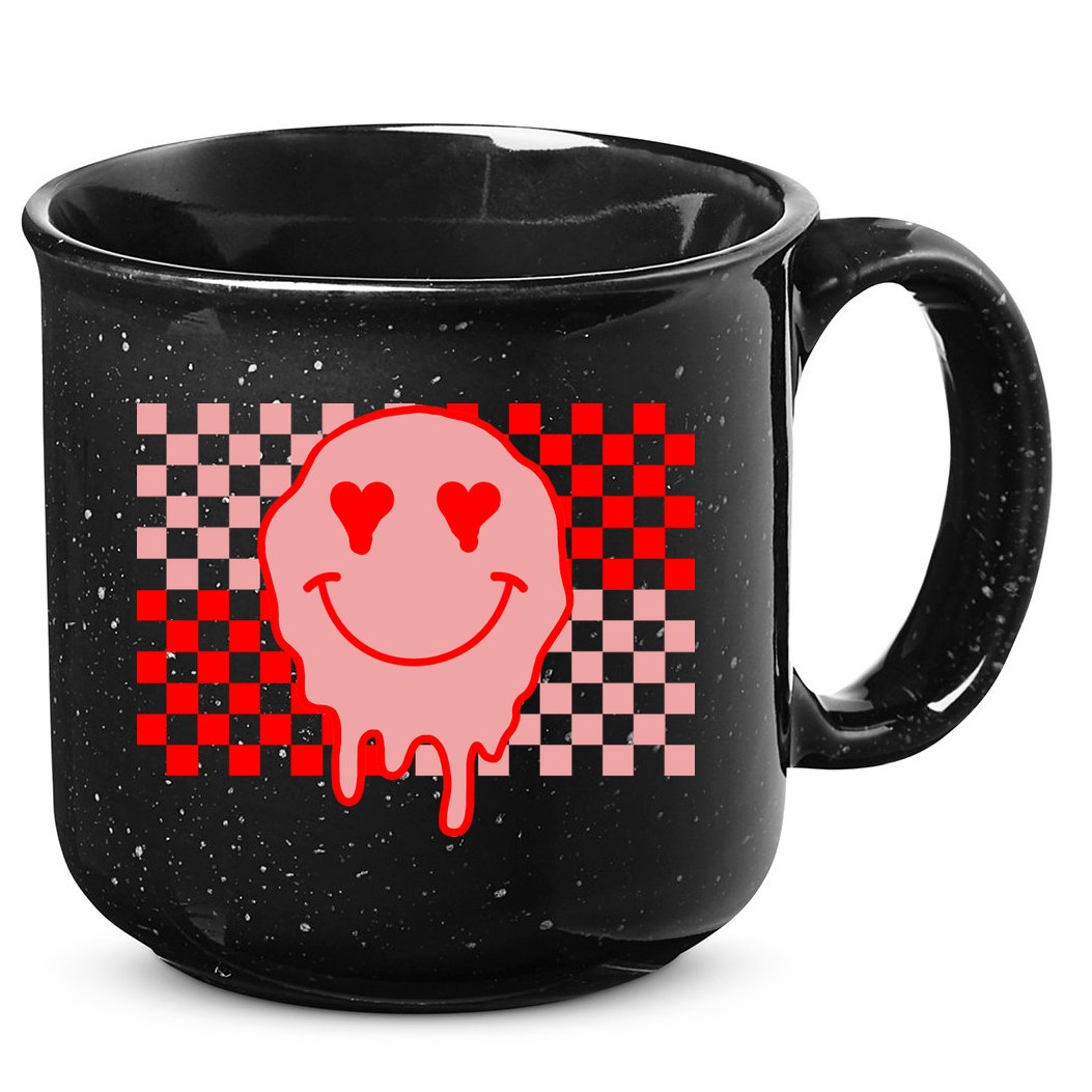 Retro Groovy Valentines Day Hippie Smile 15oz Campfire Ceramic Mug