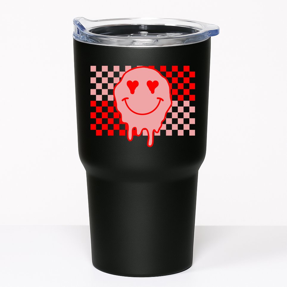 Retro Groovy Valentines Day Hippie Smile Tumbler