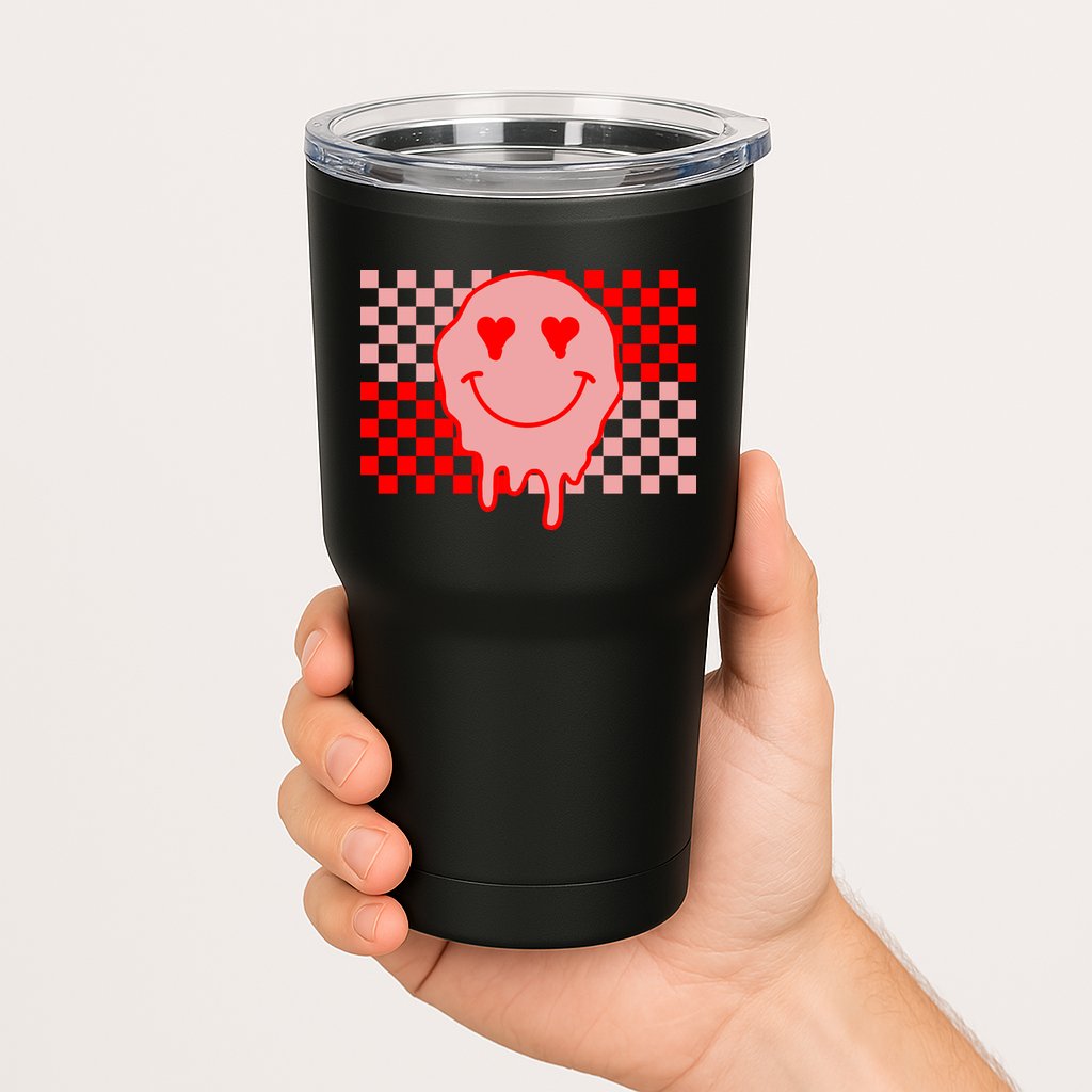Retro Groovy Valentines Day Hippie Smile Tumbler