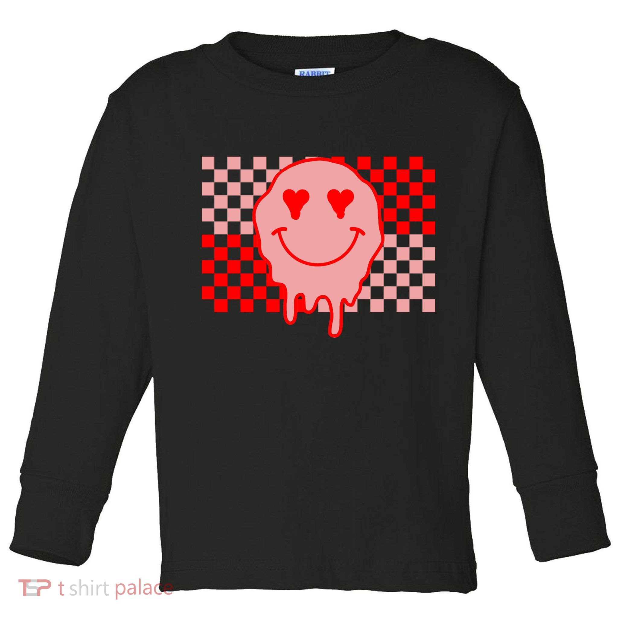 Retro Groovy Valentines Day Hippie Smile Toddler Long Sleeve Shirt