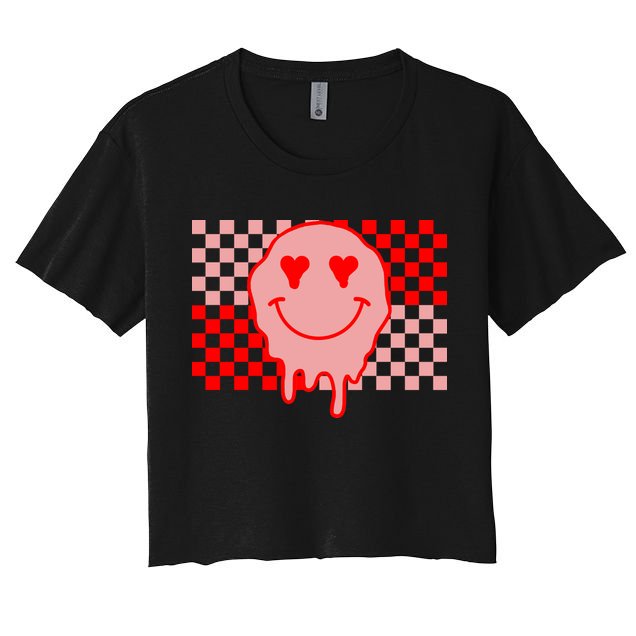 Retro Groovy Valentines Day Hippie Smile Crop Top