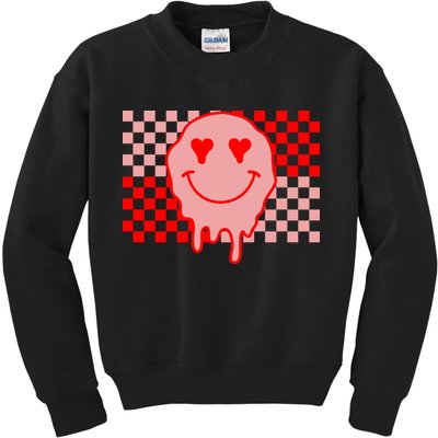 Retro Groovy Valentines Day Hippie Smile Kids Sweatshirt