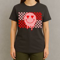 Retro Groovy Valentines Day Hippie Smile T-Shirt