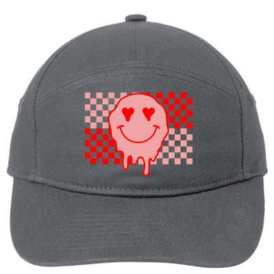 Retro Groovy Valentines Day Hippie Smile 7-Panel Snapback Hat