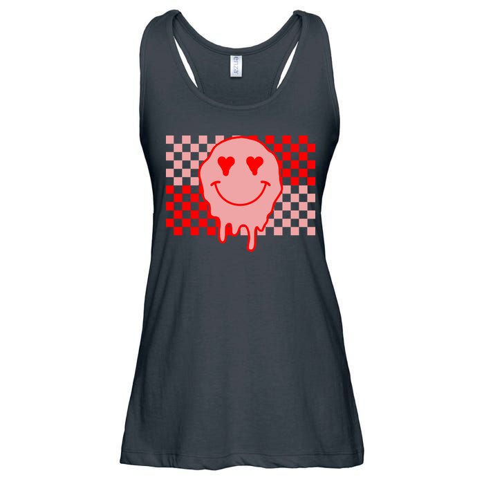 Retro Groovy Valentines Day Hippie Smile Ladies Essential Flowy Tank