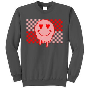 Retro Groovy Valentines Day Hippie Smile Tall Sweatshirt