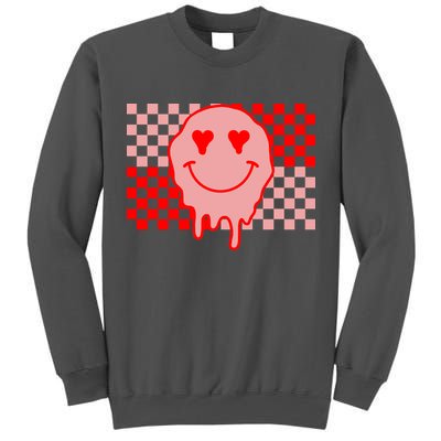 Retro Groovy Valentines Day Hippie Smile Tall Sweatshirt