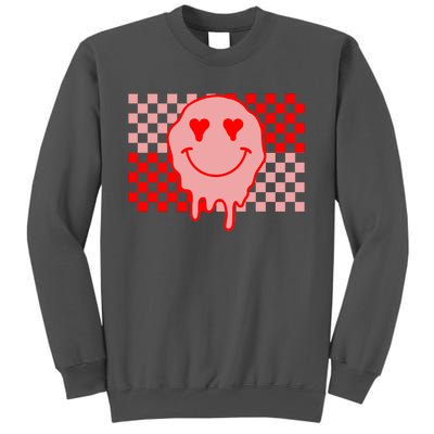 Retro Groovy Valentines Day Hippie Smile Tall Sweatshirt