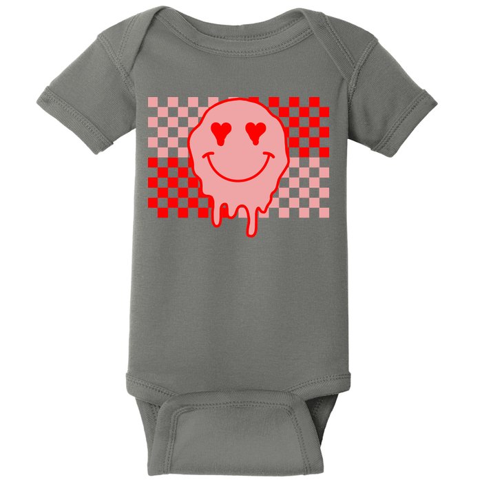 Retro Groovy Valentines Day Hippie Smile Baby Bodysuit
