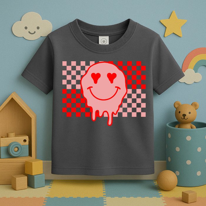 Retro Groovy Valentines Day Hippie Smile Toddler T-Shirt
