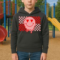 Retro Groovy Valentines Day Hippie Smile Kids Hoodie