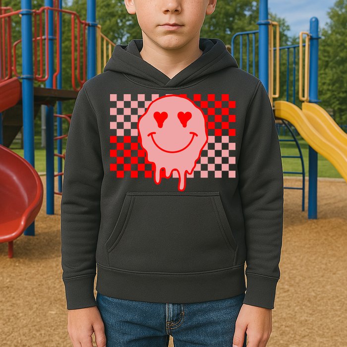 Retro Groovy Valentines Day Hippie Smile Kids Hoodie