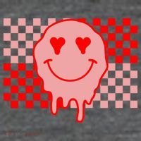 Retro Groovy Valentines Day Hippie Smile Short Acrylic Beanie