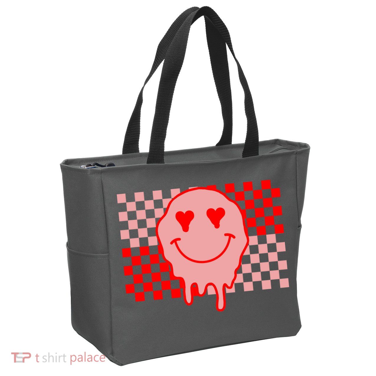 Retro Groovy Valentines Day Hippie Smile Zip Tote Bag