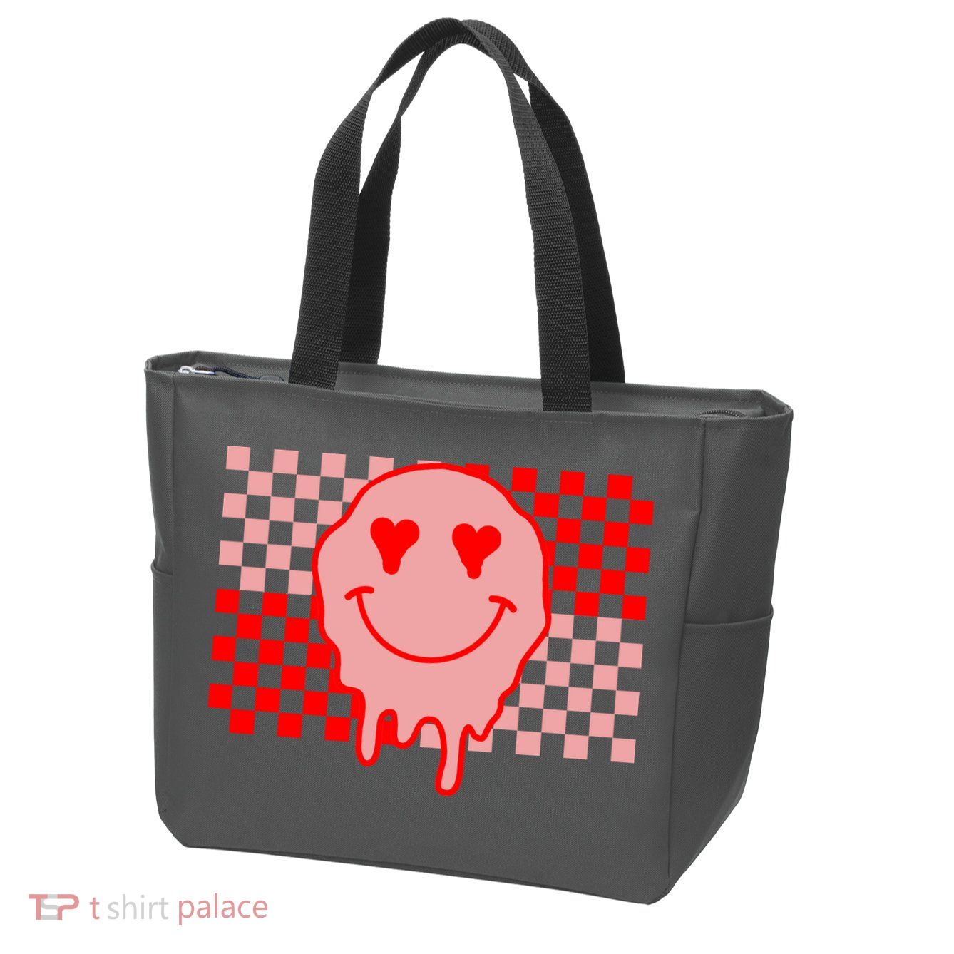 Retro Groovy Valentines Day Hippie Smile Zip Tote Bag