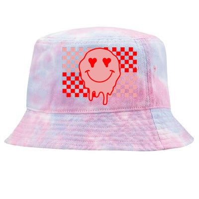 Retro Groovy Valentines Day Hippie Smile Tie-Dyed Bucket Hat