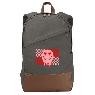 Retro Groovy Valentines Day Hippie Smile Cotton Canvas Backpack